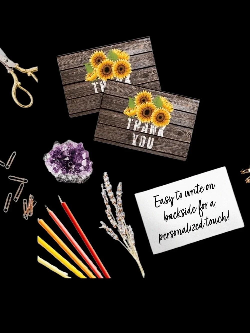 25ct. 4x6 Rustic Sunflower 'Thank You' Cards 3 Random Polymailers ✨️PRICE FIRM✨️